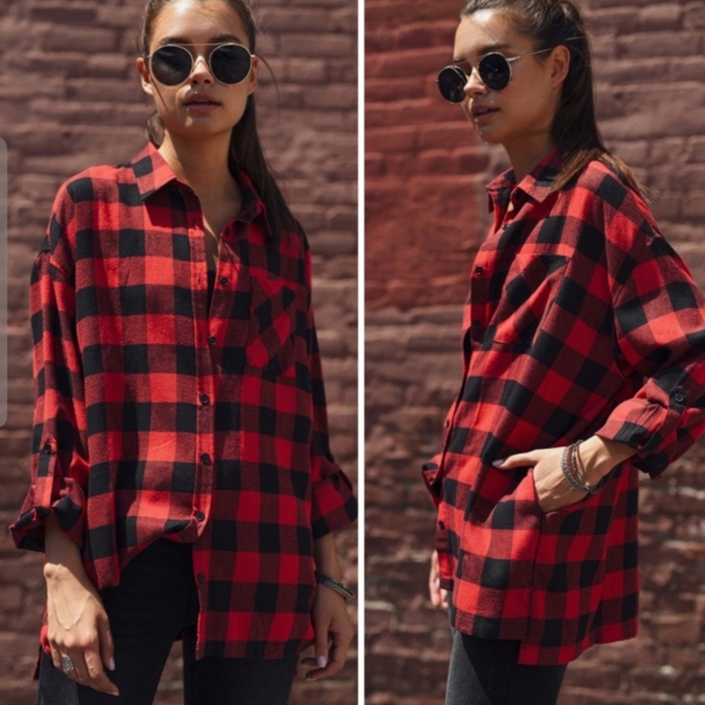 Buffalo check oversize flannel button down